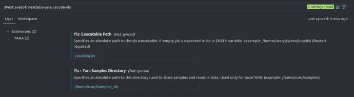Image: Screenshot from VsCode settings showing how to set the base directory (bottom option) for the discovery of samples and module data.