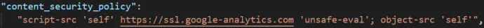 Content Security Policy definition from the manifest.json file