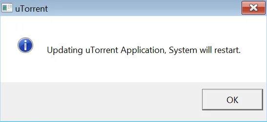 The fake dialog of uTorrent program update