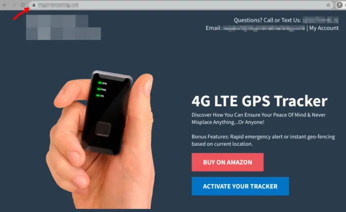 A US version of the tracker seems to be legit, being served through HTTPS and with a plan for LTE data