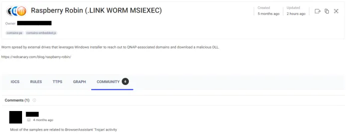 A security researcher misattributing Raspberry Robin because of the fake payload. This is not to pick on anyone, we just want to show how easy it is to make a mistake like this given Roshtyak’s trickery and complexity.