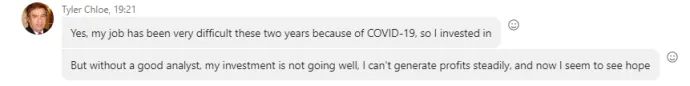 Example of an emotional story posted in the group chat
