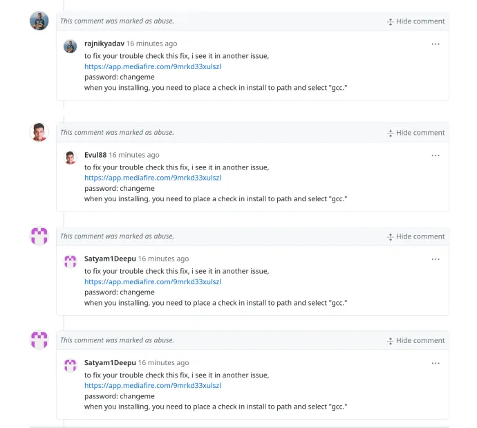 GitHub comments distributing Lumma Stealer 
