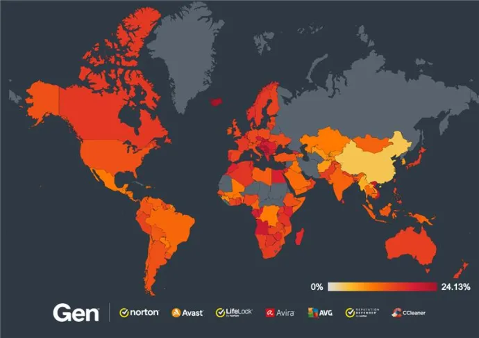 Global risk ratio of scam for 2024 