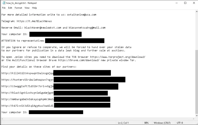 New ransomnote of the Trigona ransomware 