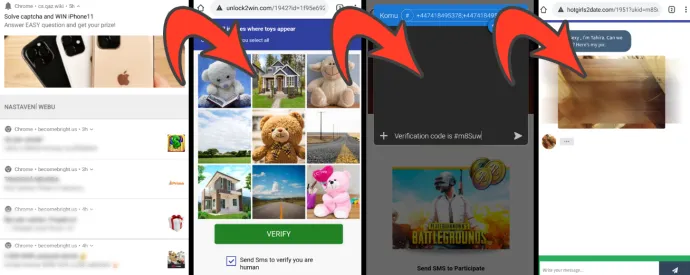 Example of a scam campaign using push notifications
