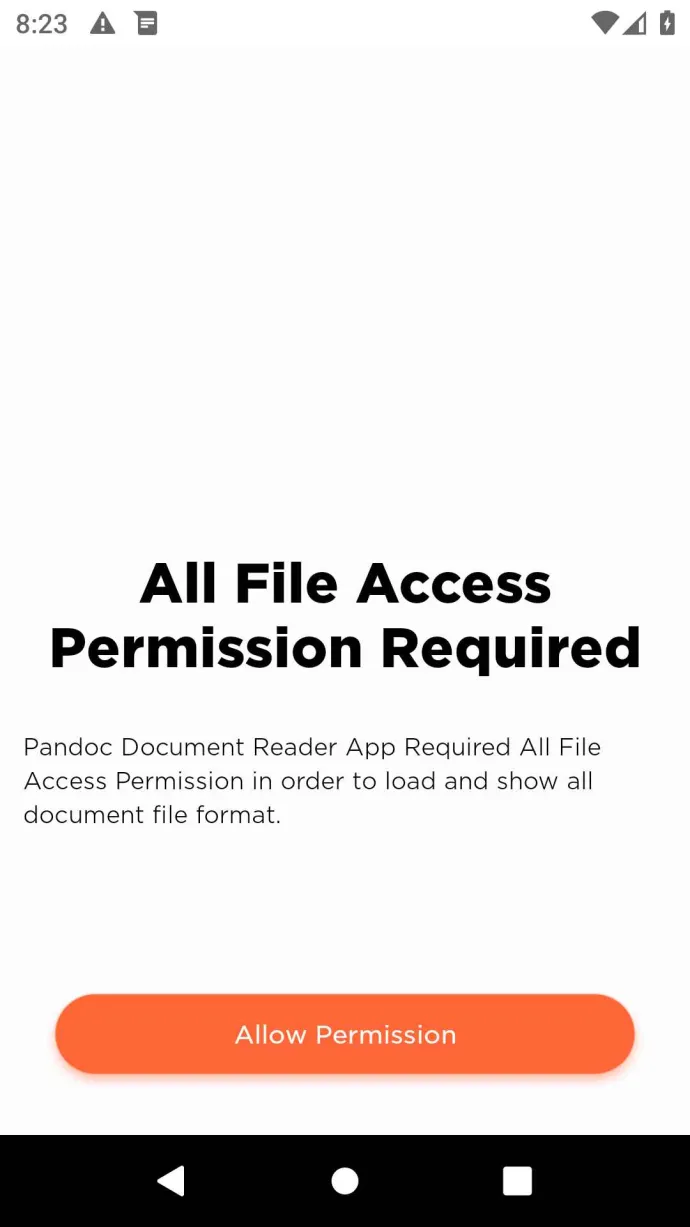 Fake PDF editor app requesting file access permission, preparing the stage for the Anatsa banker delivery