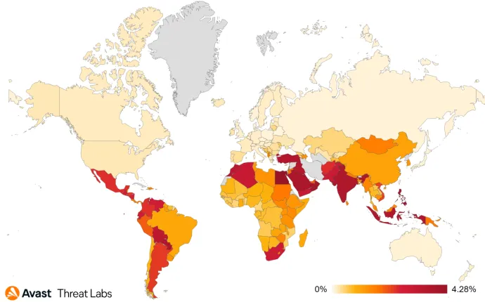 Global risk ratio for mobile adware in Q1/2024