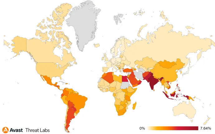 Global risk ratio for mobile adware in Q2/2023
