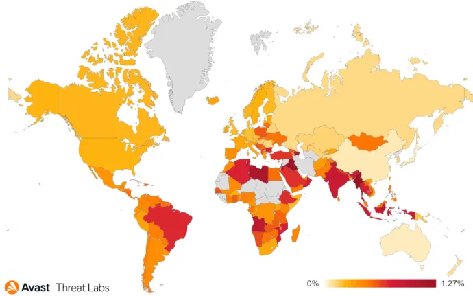 Map showing global risk ratio for DealPly adware in Q2/2023