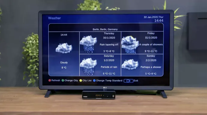 Weather app UI on the set-top box