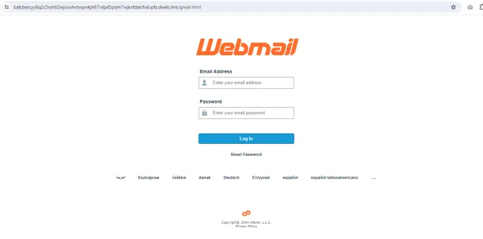 Example of prevalent phishing hosted on IPFS infrastructure