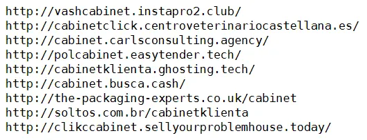 Extracted malicious URLs