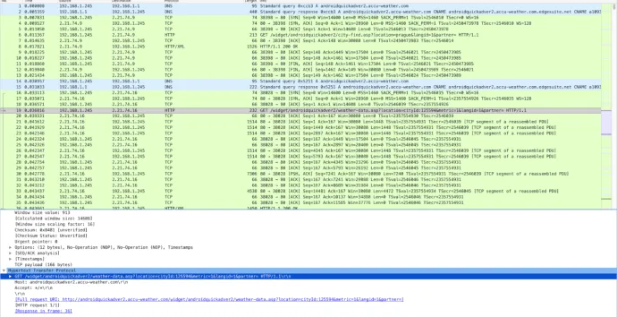 Communication between weather app and the AccuWeather servers