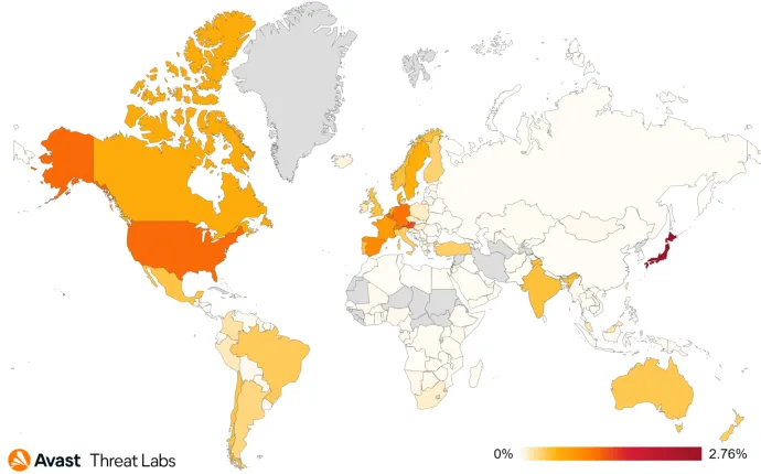 Global risk ratio for Technical Support Scam in Q1/2024