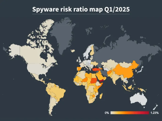 Spyware risk ratio map Q1/25