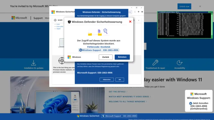 Traditionally looking tech-support scam, AI generated