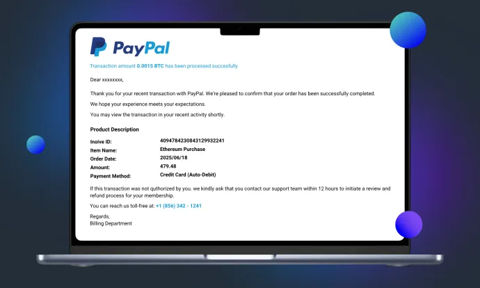 Example of PDF used in invoice scams