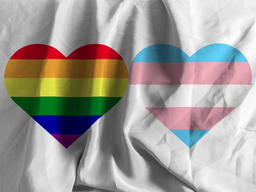 Pride flag hearts